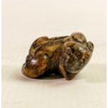 Carved Chinese 19th century Soapstone Dog of Foo, length 4cm.
