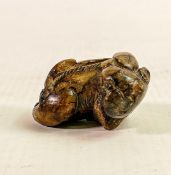 Carved Chinese 19th century Soapstone Dog of Foo, length 4cm.