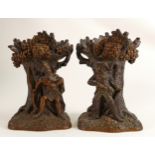 Johann Maresch cold-painted terracotta figural vases with Aztec & Conquistador themes, marked JM