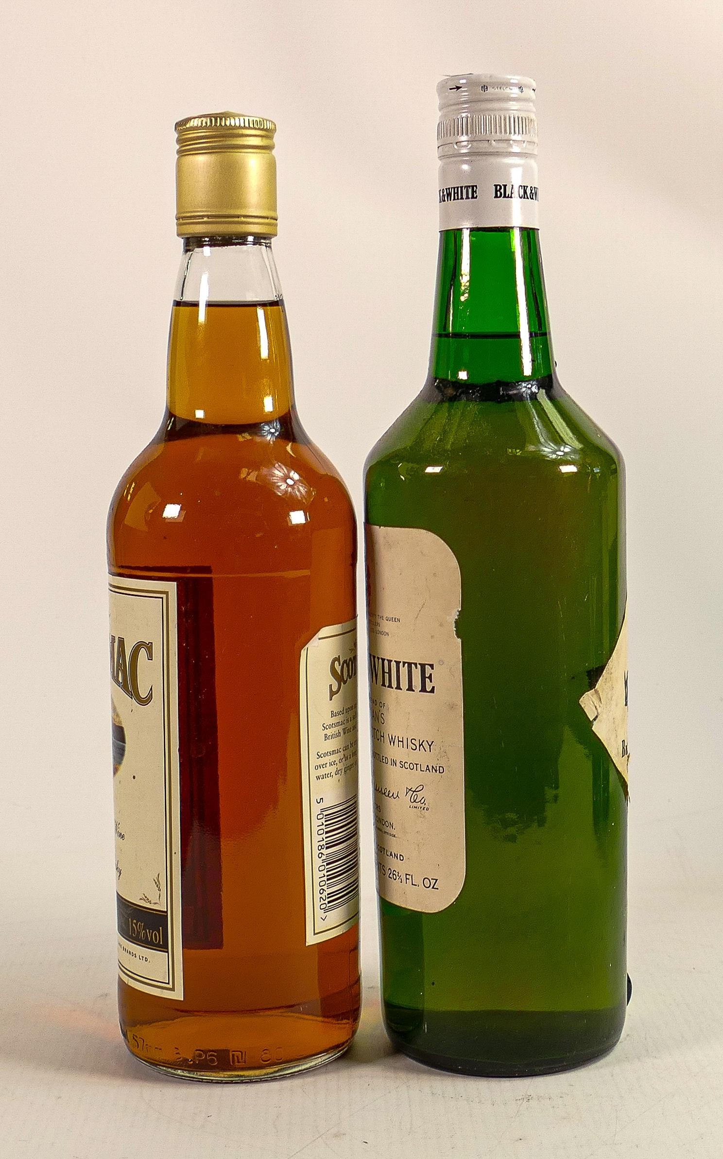 Black & White vintage bottle of Whisky together with a ScottsMac Fine Malt Whisky. (2) - Image 4 of 4