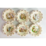 Six Royal Doulton Bunnykins oatmeal dishes, each 16cm. (6)