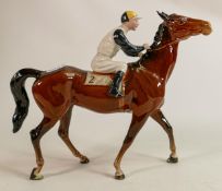 Beswick Jockey on Walking Horse 1037, jockey in black, white & light blue colourway, No2 detail