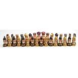 20th century porcelain Limoges Chamart hand painted chess set, each piece acts as a trinket box,