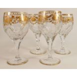 De Lamerie fine crystal heavily gilded wine glasses, specially made high end quality items, height