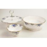 A collection of Royal Albert Moonlight Rose items including - large footed fruit bowl, single cake