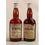 Two bottles of 1970s Haig blended gold label scotch whisky. Worn labels and both slightly