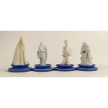 Wedgwood early Flaxman chess pieces, impressed marks to base, Rose Ellis Collection sticker noted to