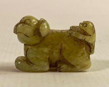 Carved Chinese 19th century Jade Dog of Foo, length 4cm.