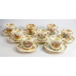 Royal Doulton Bunnykins unmatched Casino shaped cups & saucers, two Barbara Vernon sets noted. (8)