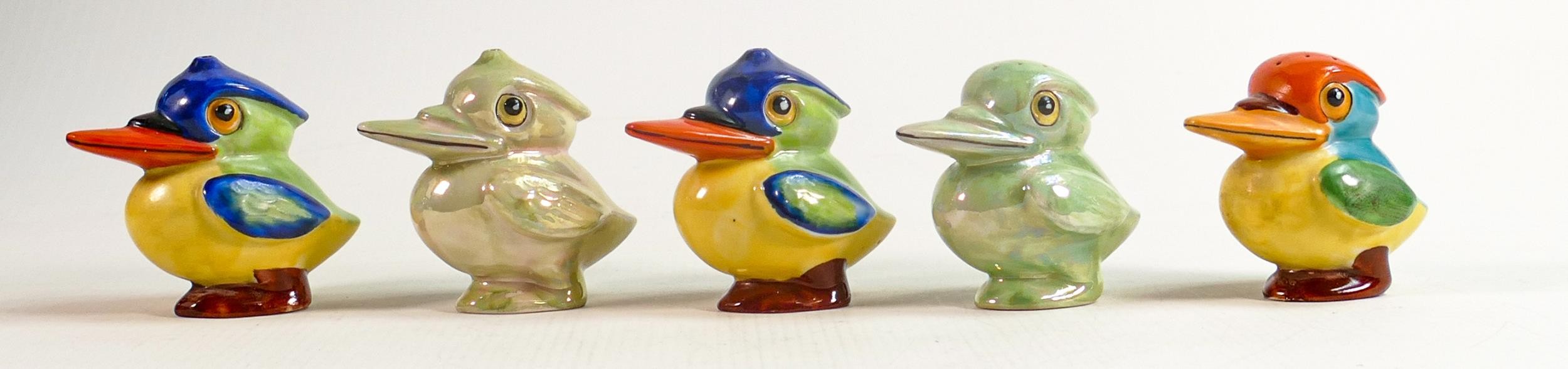 A collection of Birks Rawlins / Savoy China hand decorated novelty salt & pepper pots in the from of