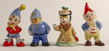 Set of Wade Noddy figures to include - Mr Plod, Big Ears, Noddy and Mrs Fluffy Cat.