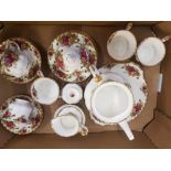 Royal Albert Old Country Roses 22 Piece Tea set to include Cake plate, Large Teapot, Milk, Sugar and