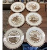 Wedgwood Set of Six American Clipper Ship Plates