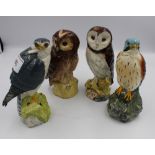 Royal Doulton White & Mackay whisky decanters, Barn Owl, Tawny Owl, Kestrel and Merlin (4).