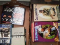 A collection of fishing magazines and DVD's together with small collection of hardback books (2