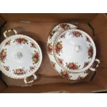 Royal Albert Old Country Roses Items to include 4 Oval Platters and 2 lidded Tureens
