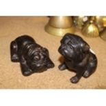 Two Small Bronze Bulldog figures, tallest 7cm(2)