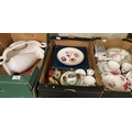 A mixed collection of items to include decorative plates, vases cups etc (3 trays)