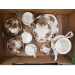 Royal Albert Old Country Roses 22 Piece Tea set to include Cake plate, Large Teapot, Milk, Sugar and