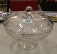 Decorative Quality Lidded Crystal Bowl , v light chip to base, diameter 25cm