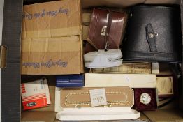 A mixed collection of items to include Miranda cased binoculars, Agfa camera, costume pearls etc (