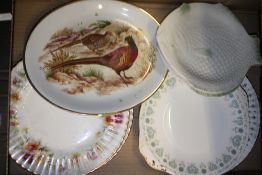 A mixed collection of items to include decorative plates, vases cups etc (2 trays)
