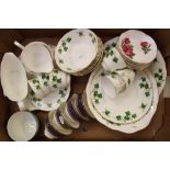 A mixed collection of tea and dinner ware to include Colclough cereal bowls, tea cups, milk jug,