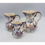 Graduated set of three Mason's jugs in the Cathay pattern (3).