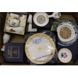 A collection of boxed Royal Worcester plates together with Evesham cruet set, pin dishes etc