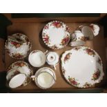 Royal Albert Old Country Roses 21 Piece Tea set to include Cake plate, Milk, Sugar and 6 Trios