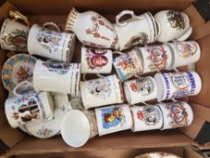 A collection of Royal Commemorative Jugs / Cups etc (1 tray)