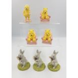 Royal Doulton Winnie The Pooh Figures Pooh lights the Candle, Pooh in the Armchair x 3 & Rabbit