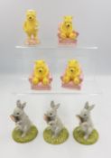 Royal Doulton Winnie The Pooh Figures Pooh lights the Candle, Pooh in the Armchair x 3 & Rabbit