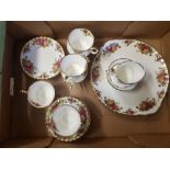 Royal Albert Old Country Roses 21 Piece Tea set to include Cake plate, Milk, Sugar and 6 Trios