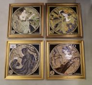 Four Maws & co framed tiles of the four seasons