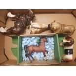 A mixed collection of items to include Boxed Matt Beswick Prancing Horse together with pottery