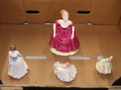 Coalport figure 'Flair' together with Royal Doulton Small lady figures 'Fair lady, Minette &