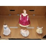 Coalport figure 'Flair' together with Royal Doulton Small lady figures 'Fair lady, Minette &