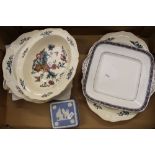 A collection of Wedgwood to include Williamsburg potpourri patterned plates, platter and veg dish