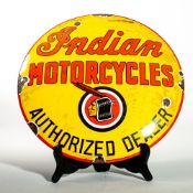 Indian Motorcycles Circular Enamel Advertising Sign 28.5cm diameter