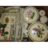 Portmeirion Botanical Garden pattern salad plates, side plates, placemats, tea towels, tablecloth