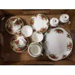 Royal Albert Old Country Roses 21 Piece Tea set to include Cake plate, Milk, Sugar and 6 Trios