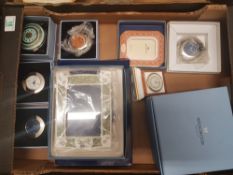 A mixed collection of items to include Wedgwood Clocks & Photo frames, many boxed