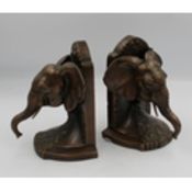 Jennings Brothers JB 1531 Bronze Elephant Bookends, height 16.5cm(2)
