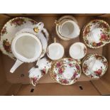 Royal Albert Old Country Roses 22 Piece Tea set to include Cake plate, Large Teapot, Milk, Sugar and