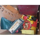 Mixed collection of vintage board games and toys to include scrabble, monopoly, dominoes set, scoop,