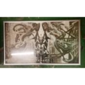 Large Modern Satanic Theme Fantasy Theme Print by H Giger