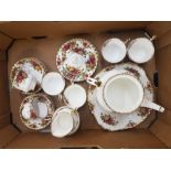 Royal Albert Old Country Roses 22 Piece Tea set to include Cake plate, Large Teapot, Milk, Sugar and