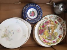 Mixed collection of items to include Royal Doulton Floral decorated side plates, Minton 'Haddon