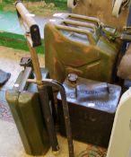 Two vintage jerry cans with similar Bp petrol and pump (4)
